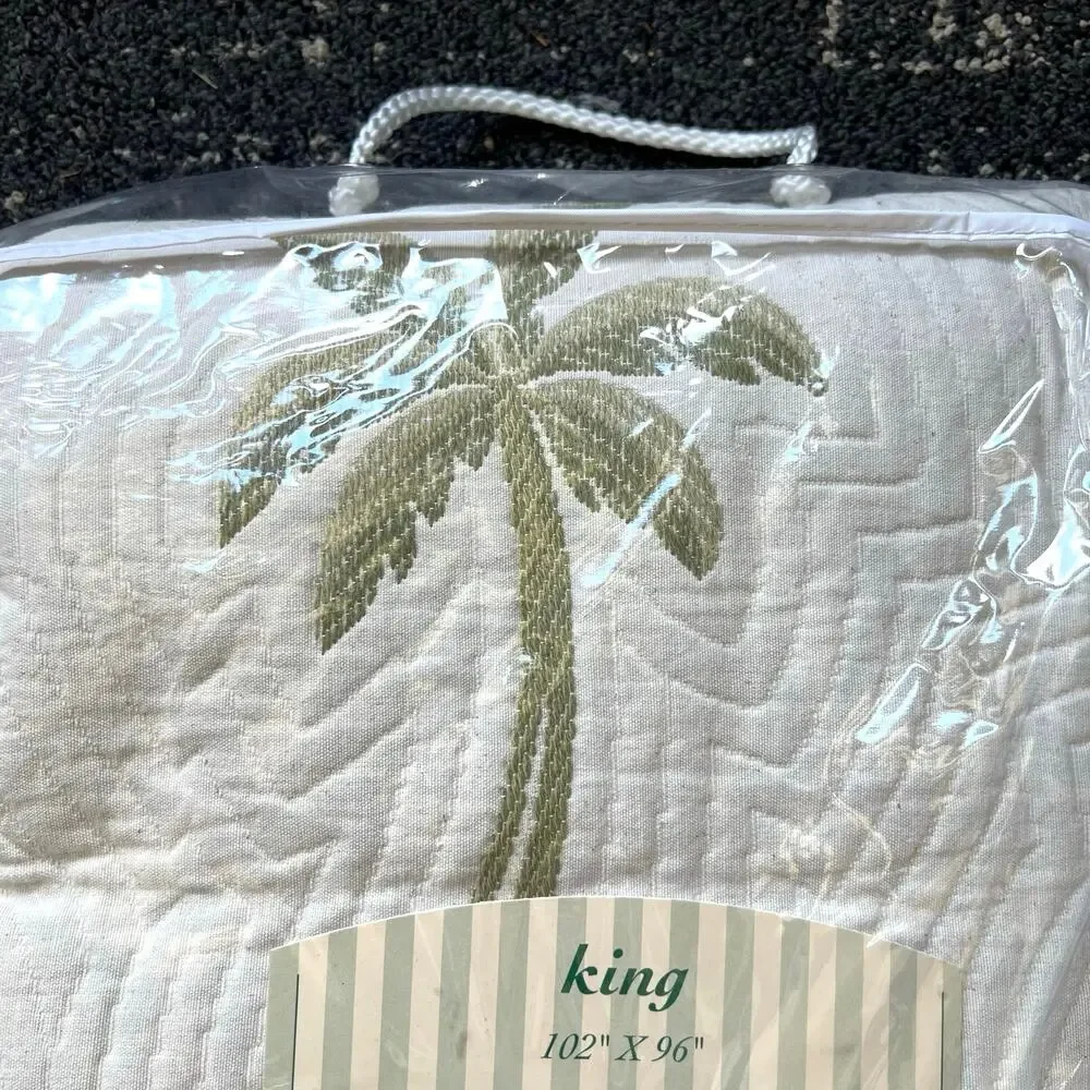 Waverly matelasse quilted coverlet with embroidered palm trees